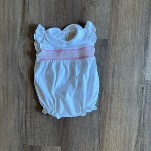 The Beaufort Bonnet Company White Romper with Pink Details